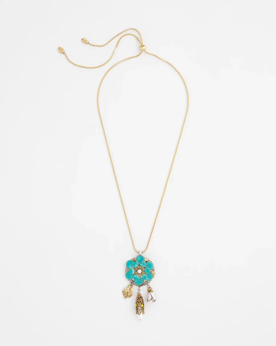 Adjustable Flower Charm Pendant Necklace