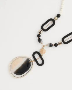Agate Wood Pendant Necklace
