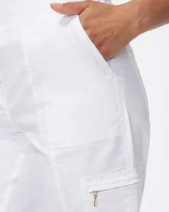 Alabaster Poplin Cropped Roll Tab Pants