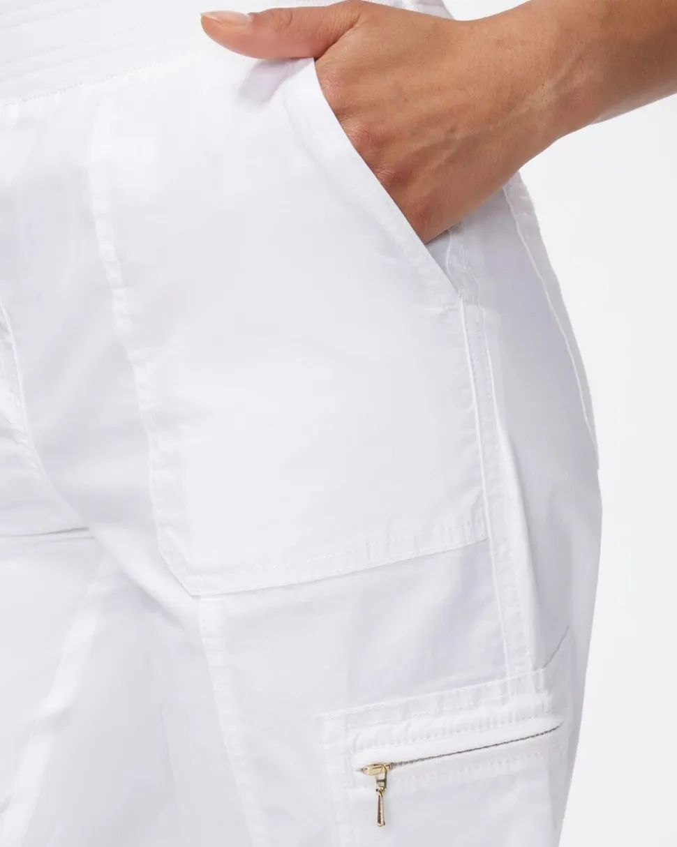 Alabaster Poplin Cropped Roll Tab Pants