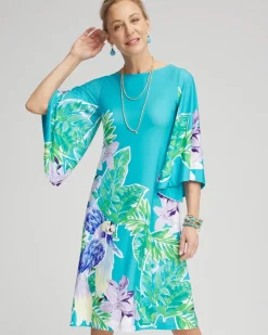 Angel-Sleeve Boat Neck Dress