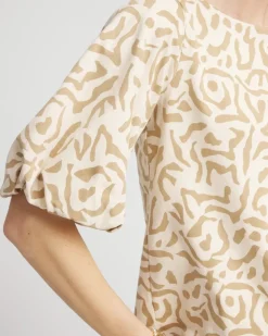 Animal Print Bubble Sleeve Top