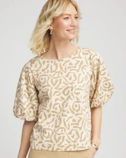 Animal Print Bubble Sleeve Top