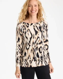 Animal Print Pima Cotton Boatneck Tee