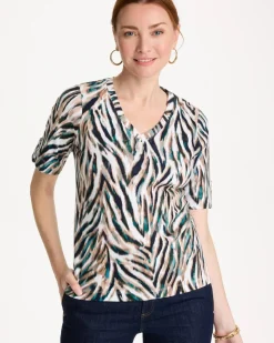 Animal Print Pima Elbow-Sleeve Tee