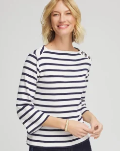 Bateau Neck Stripe Top