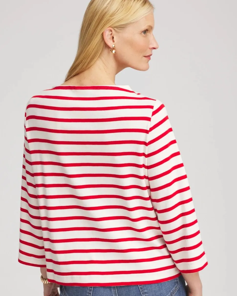 Bateau Neck Stripe Top