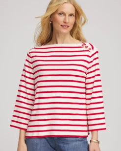 Bateau Neck Stripe Top