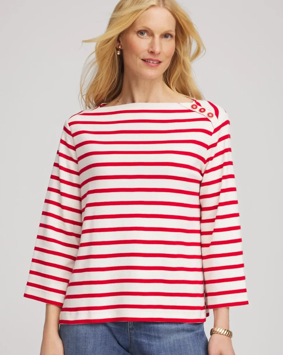 Bateau Neck Stripe Top