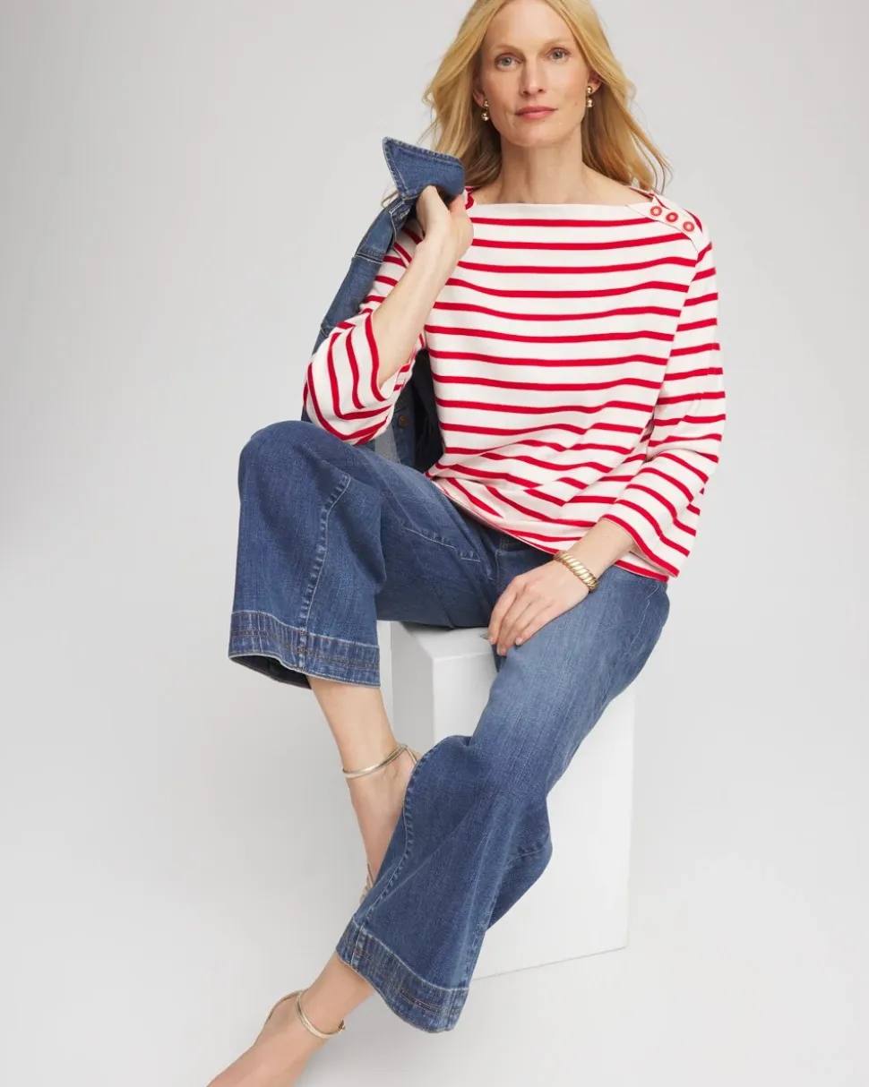 Bateau Neck Stripe Top
