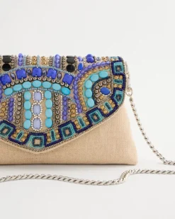 Beaded Canvas Clutch