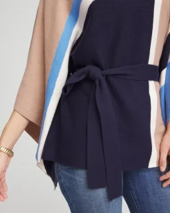 Belted Colorblock Poncho