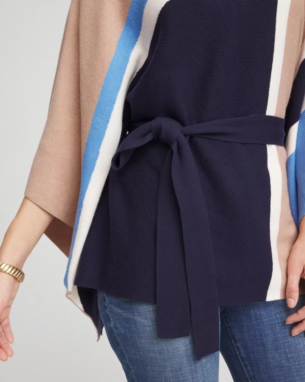 Belted Colorblock Poncho