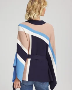 Belted Colorblock Poncho