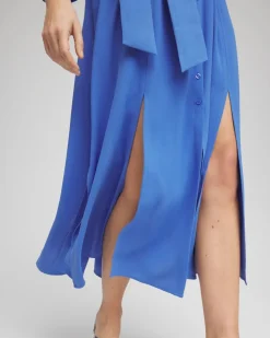 Belted Split Hem Maxi Shirtdress