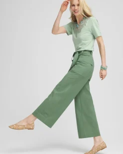 Belted Twill Utility Cropped Pants