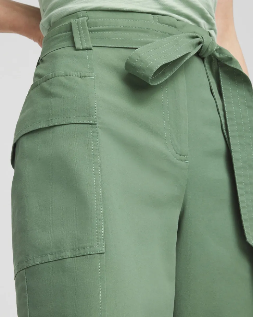 Belted Twill Utility Cropped Pants