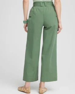 Belted Twill Utility Cropped Pants