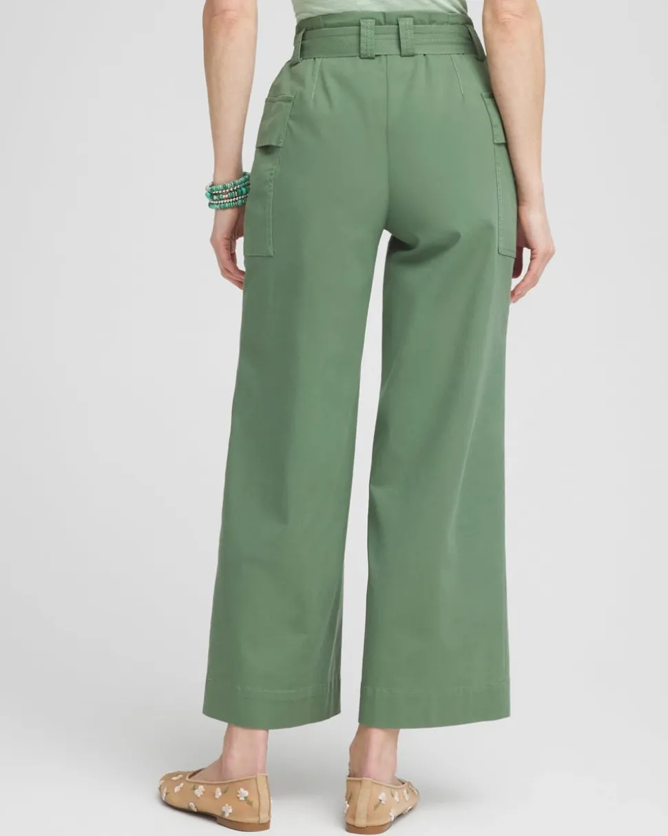Belted Twill Utility Cropped Pants