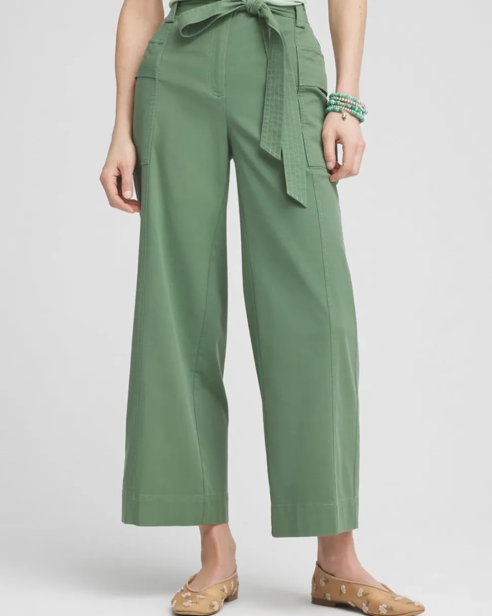 Belted Twill Utility Cropped Pants