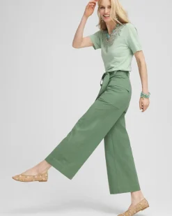 Belted Twill Utility Cropped Pants