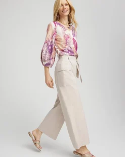 Belted Twill Utility Cropped Pants