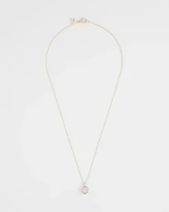 Bezel Set Pendant Goldtone Necklace