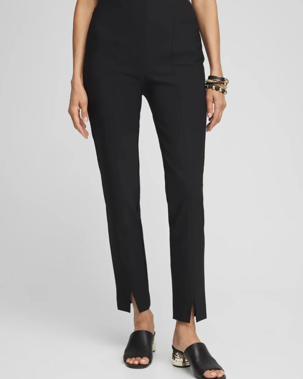 Bi-Stretch Front Seam Slit Ankle Pants