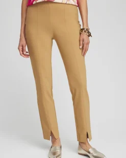 Bi-Stretch Front Seam Slit Ankle Pants