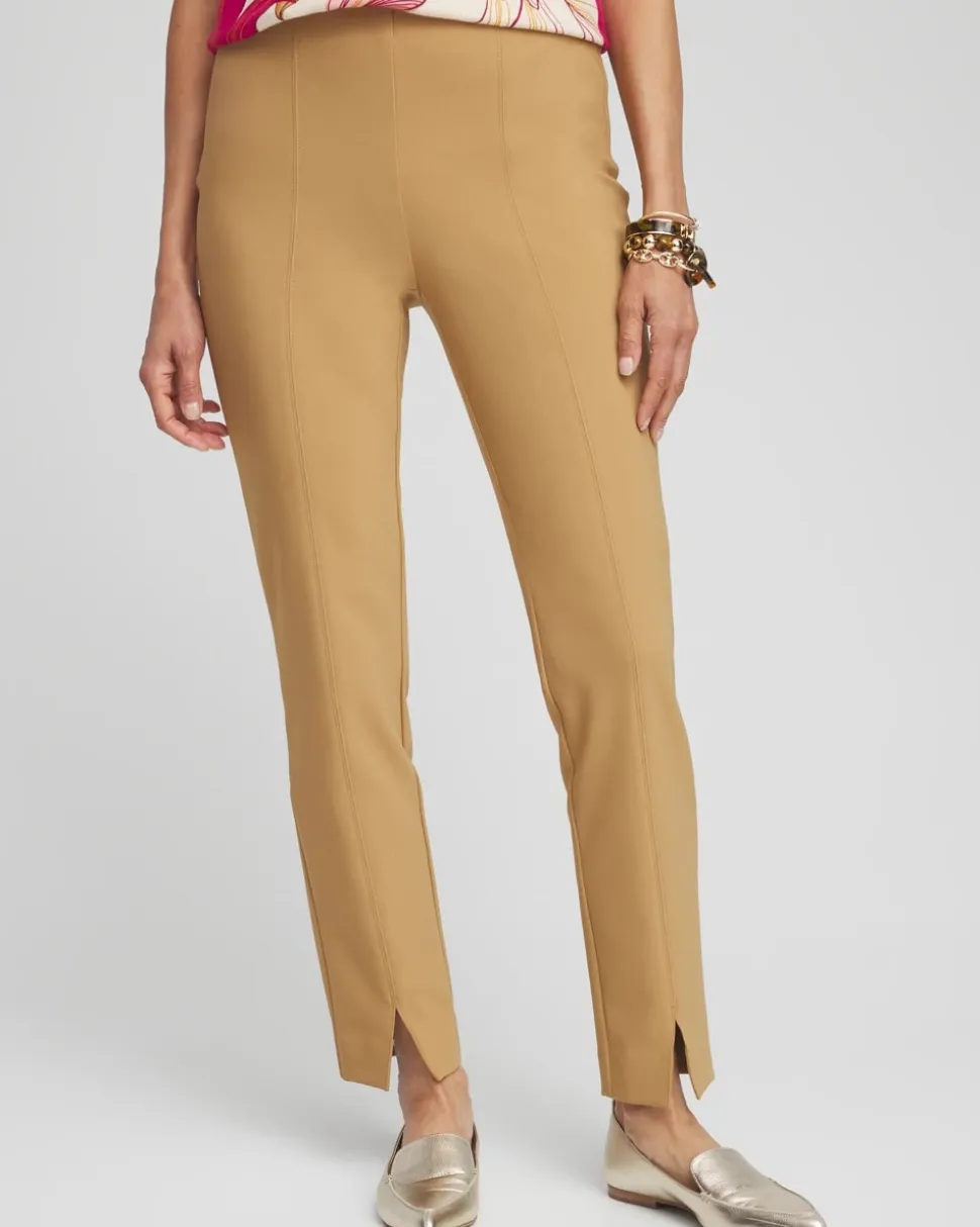 Bi-Stretch Front Seam Slit Ankle Pants