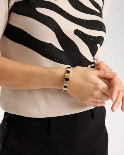 Black Goldtone Glam Stretch Bracelet
