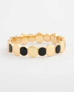 Black Goldtone Glam Stretch Bracelet