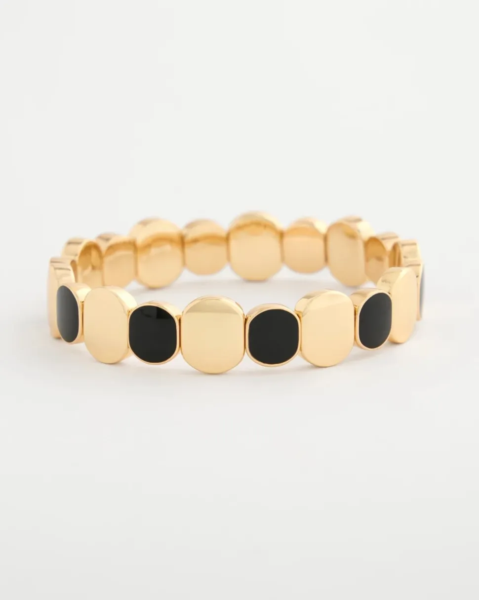 Black Goldtone Glam Stretch Bracelet