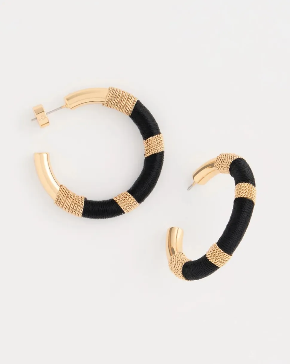 Black Gold Wrapped Hoop Earrings