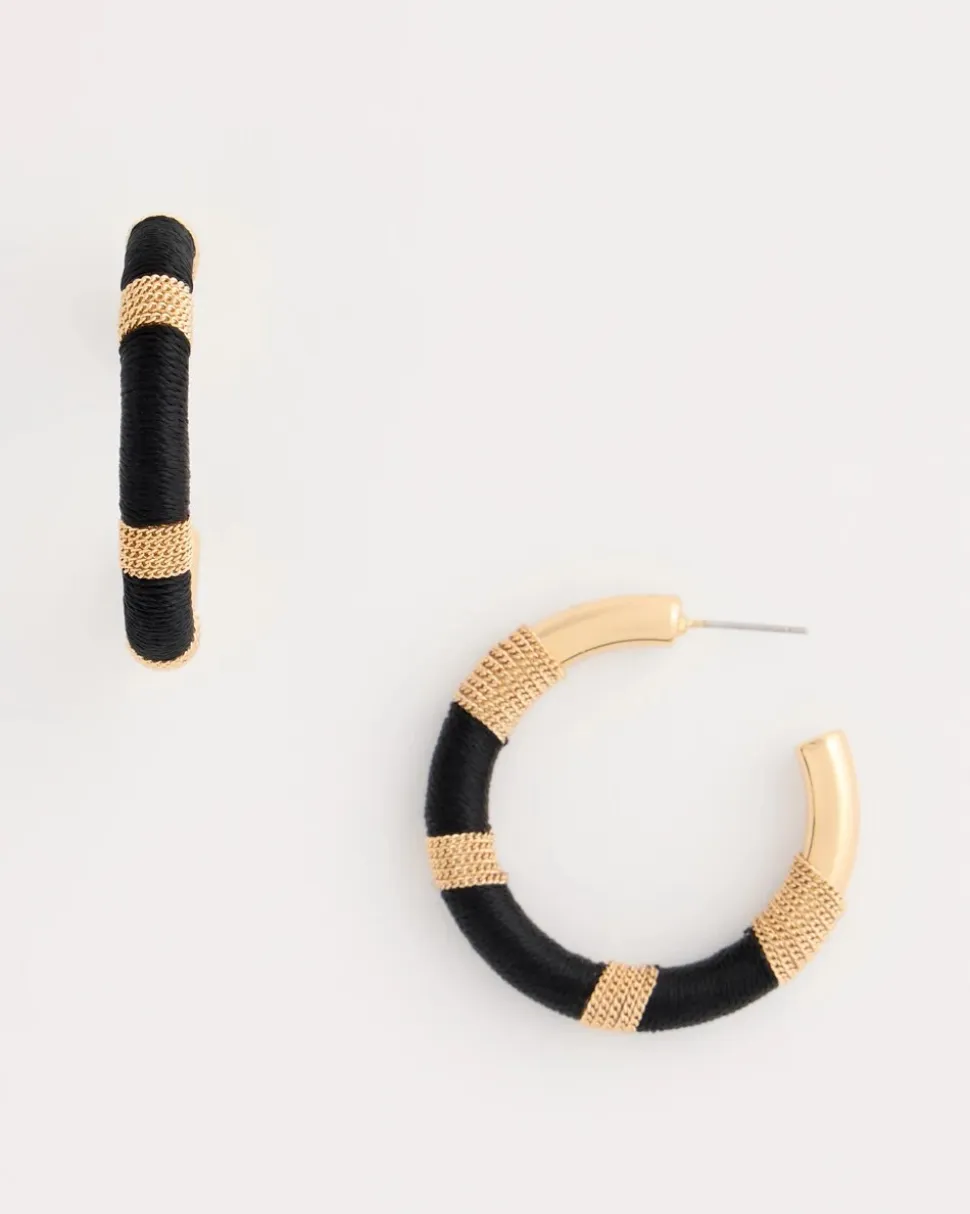 Black Gold Wrapped Hoop Earrings
