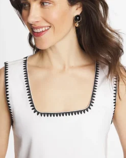 Blanket Stitch Contour Cotton™ Square Neck Tank