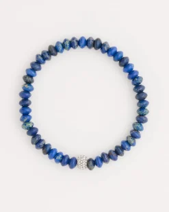 Blue Jade Stone Pave Stretch Bracelet