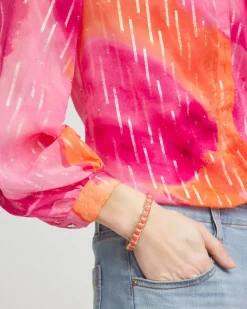 Bold Orange Goldtone Stretch Bracelet