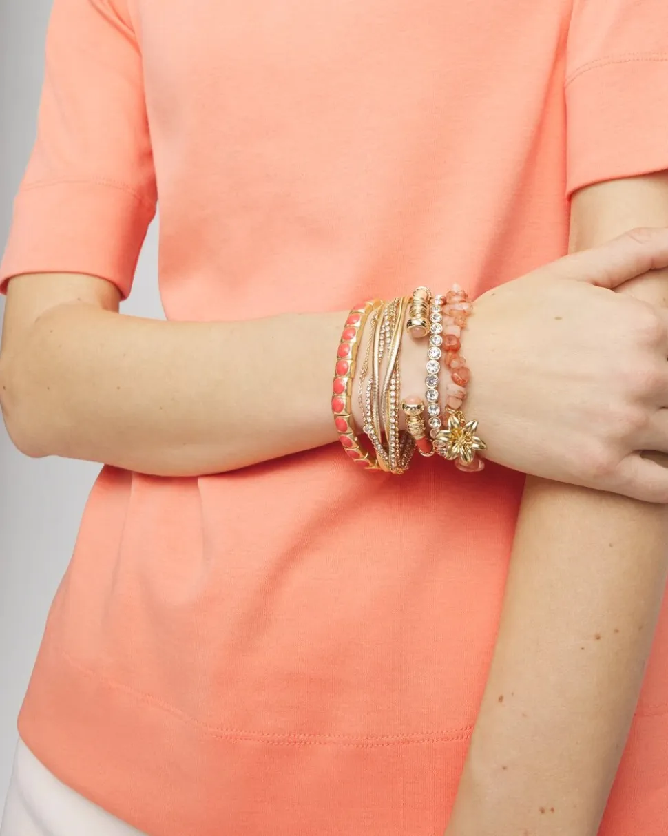 Bold Orange Goldtone Stretch Bracelet