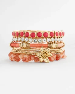 Bold Orange Goldtone Stretch Bracelet