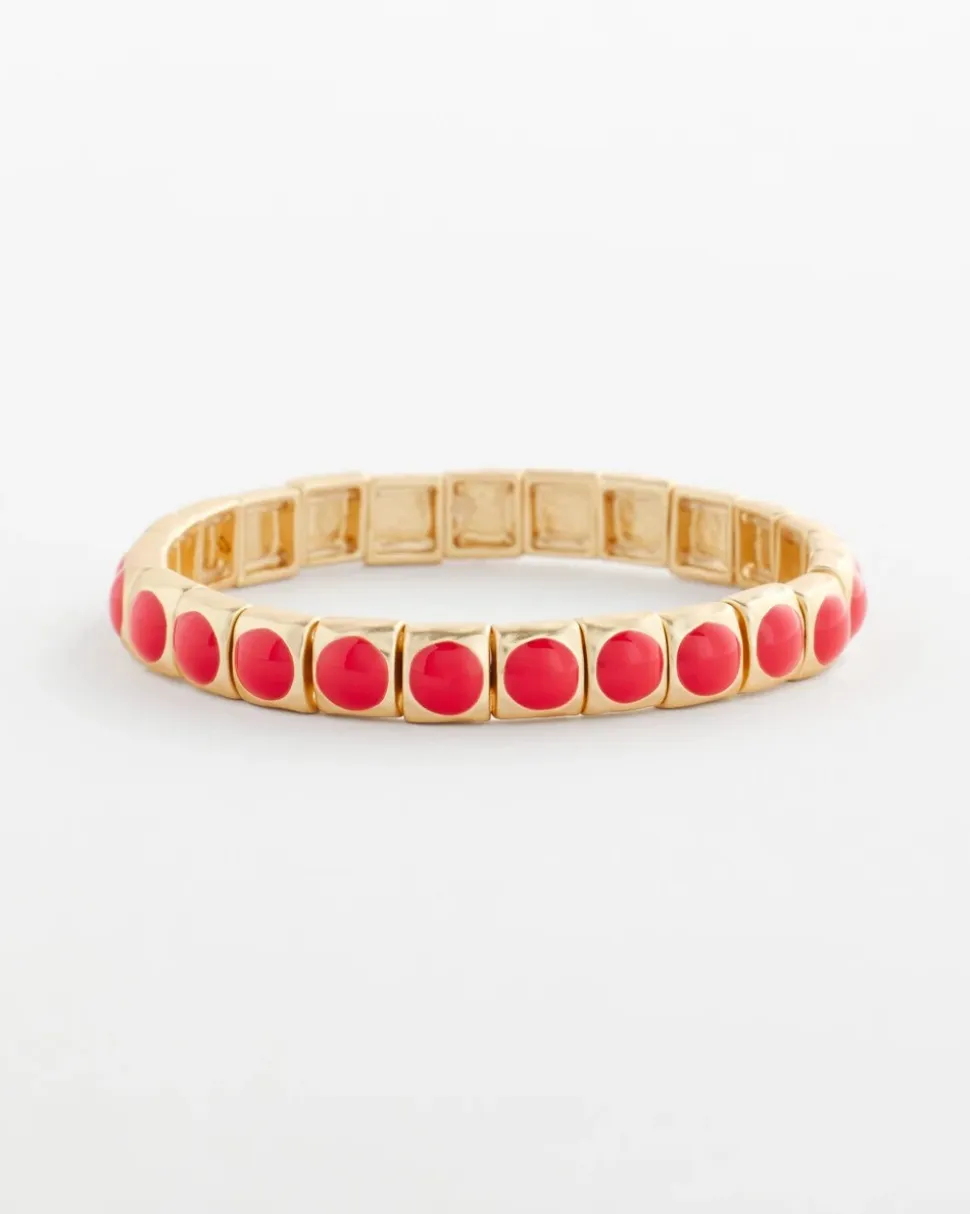 Bold Orange Goldtone Stretch Bracelet