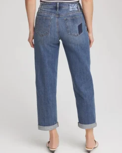 Boyfriend Patchwork Cropped Jeans