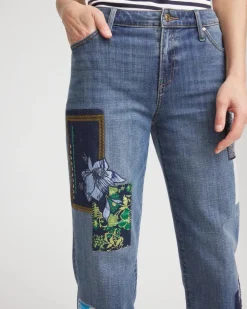 Boyfriend Patchwork Cropped Jeans