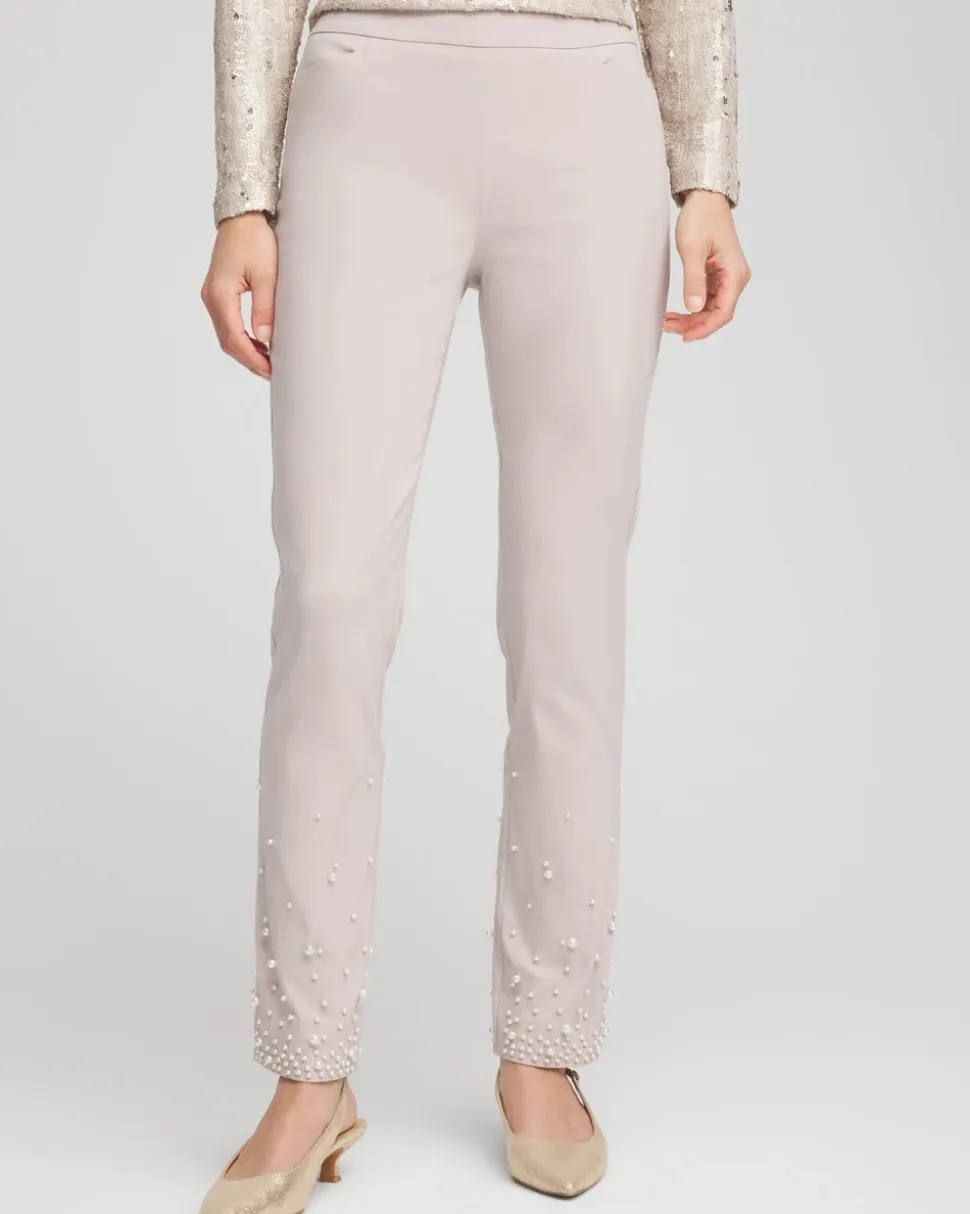 Brigitte Faux Pearl Slim Ankle Pants