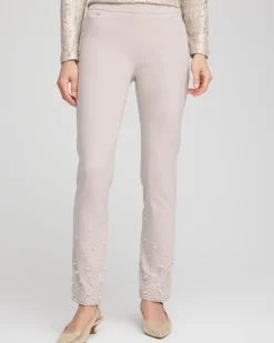 Brigitte Faux Pearl Slim Ankle Pants