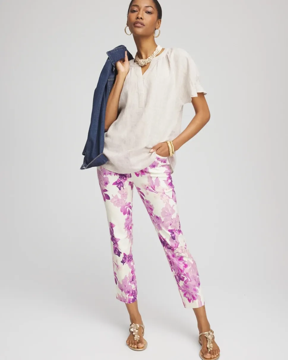 Brigitte™ Floral Pull-On Slim Cropped Pants