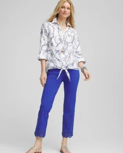 Brigitte™ Pull-On Cutwork Cropped Pants