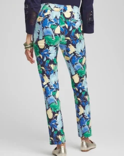 Brigitte™ Slub Floral Slim Ankle Pants