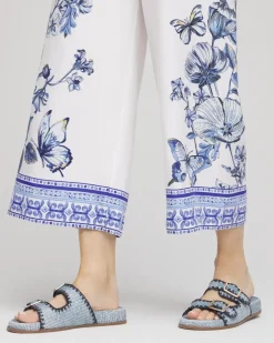 Butterfly Pull-On Linen Cropped Pants