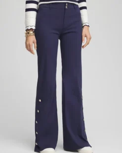 Button Detail Wide-Leg Pants